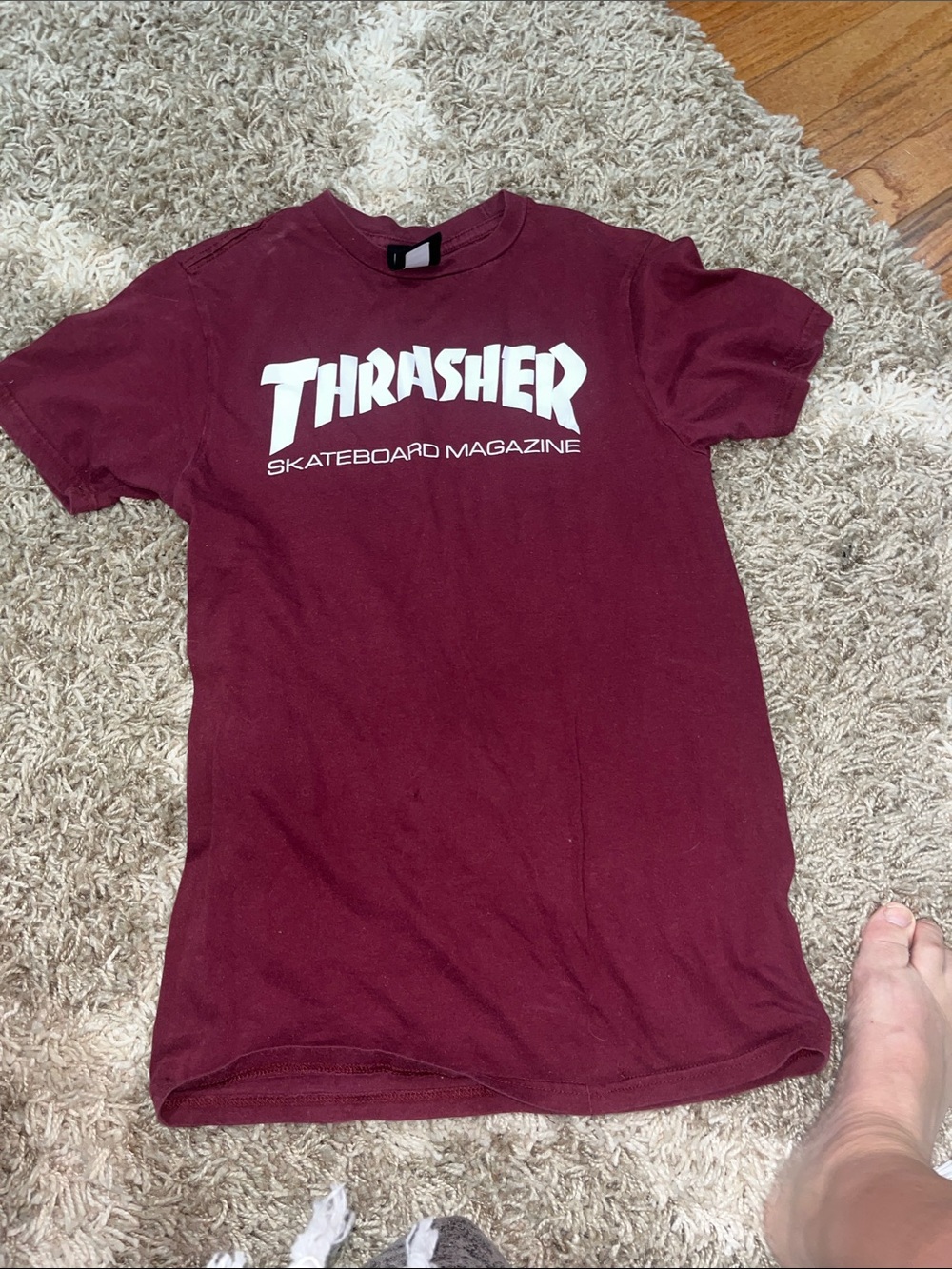 Thrasher Burgundy Short Sleeve Skateboard Magazine Tee - Men's